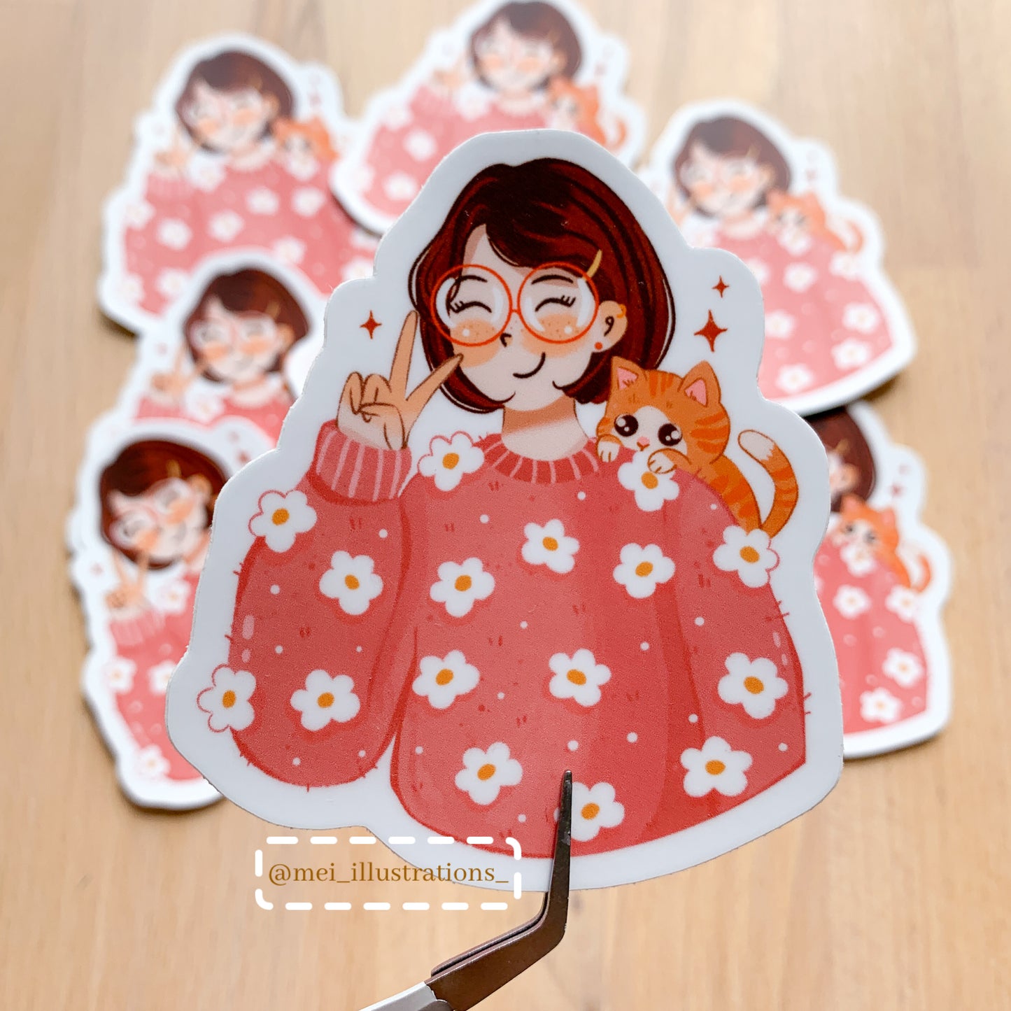 Cat mom die cut sticker