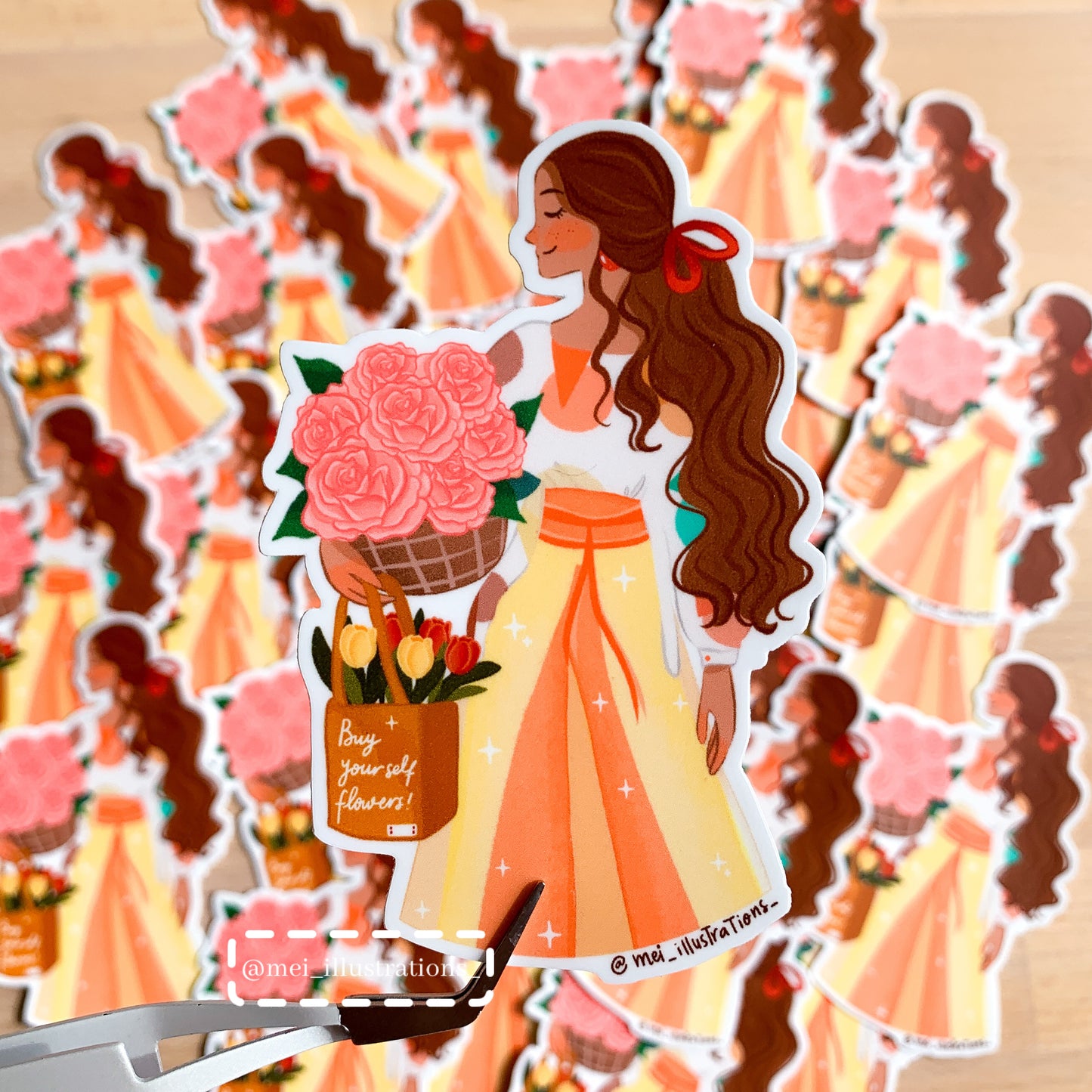 Flower girl die cut sticker