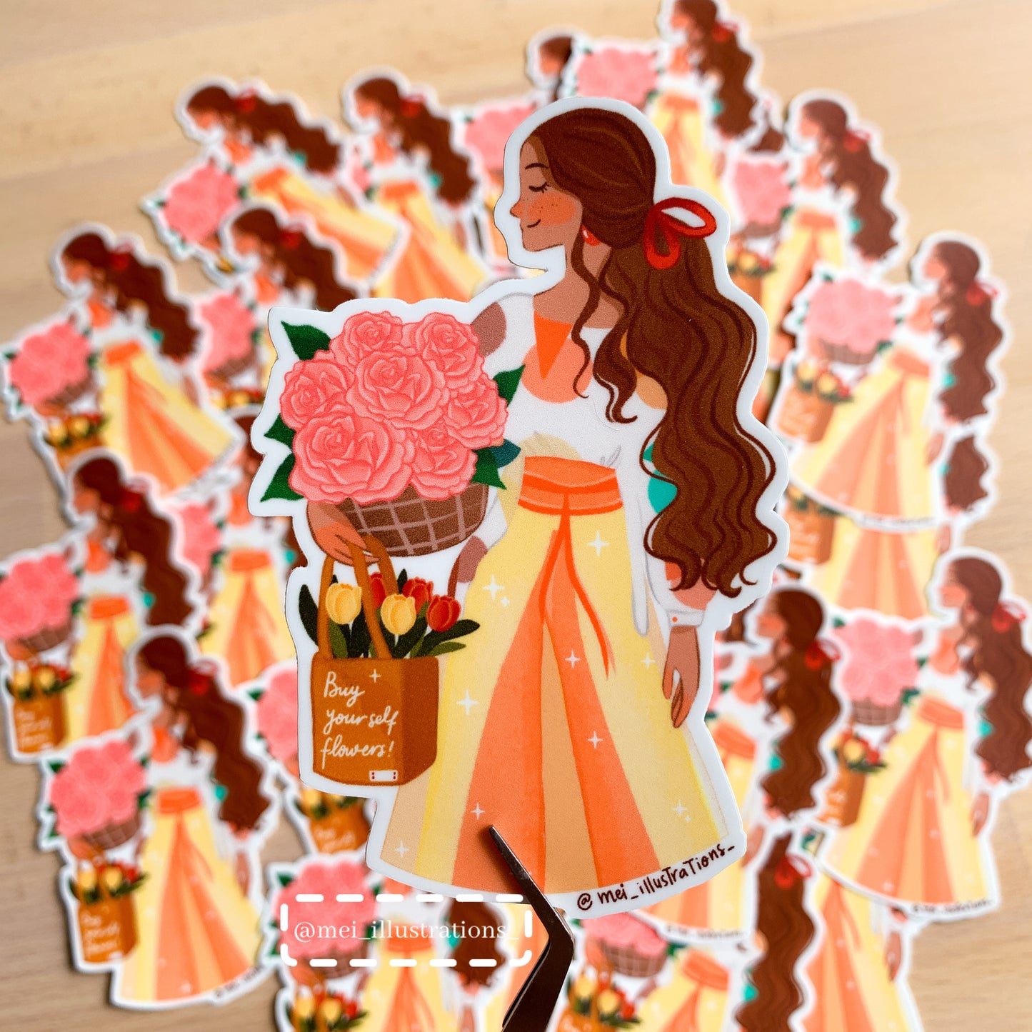 Flower girl die cut sticker