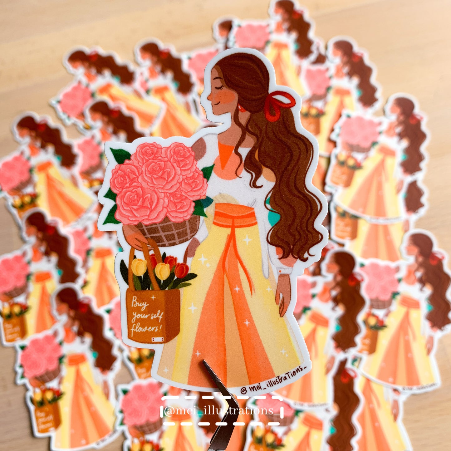 Flower girl die cut sticker
