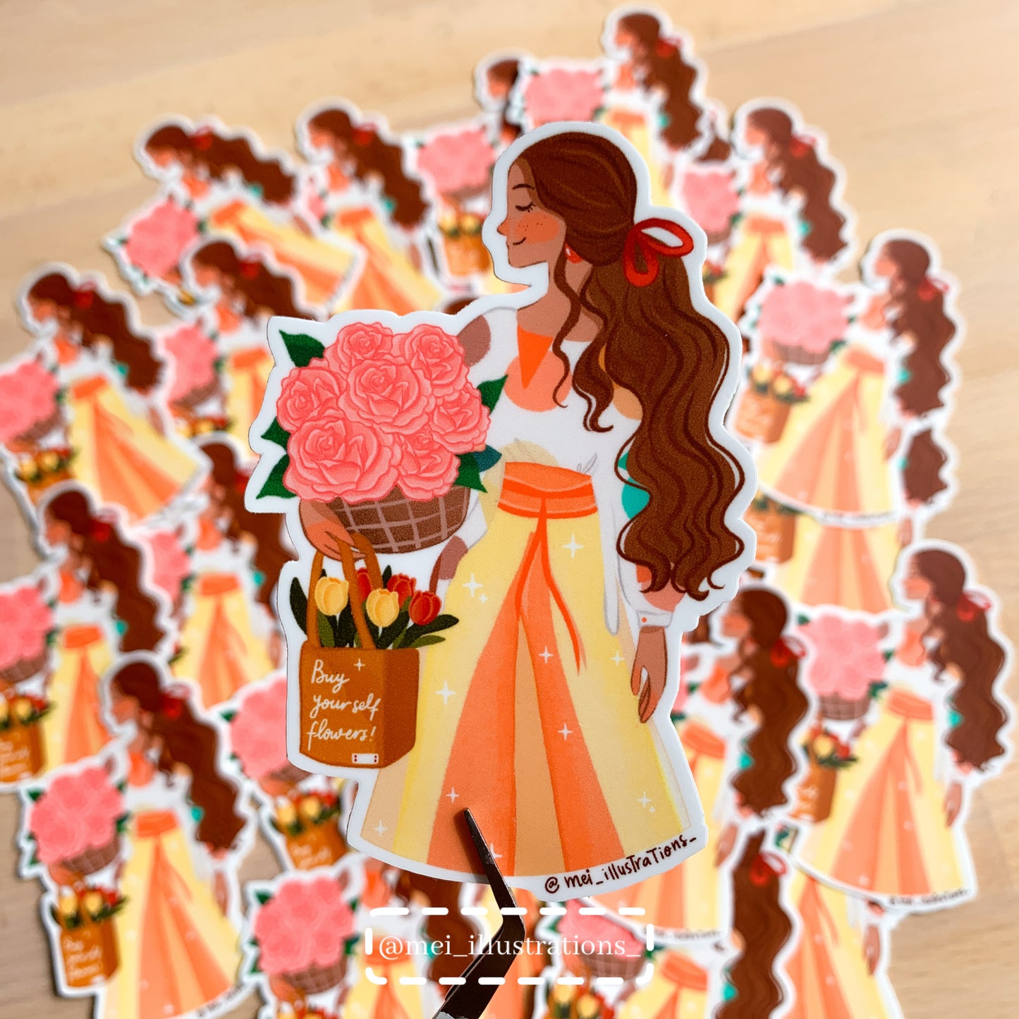 Flower girl die cut sticker