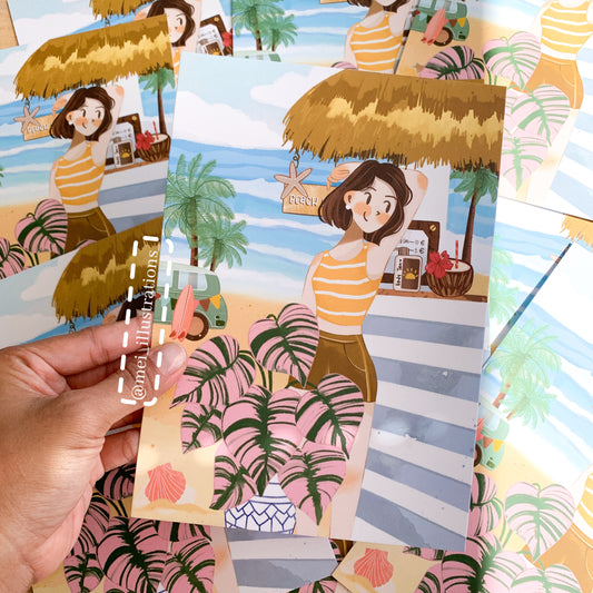 Beach Girl - A5 print