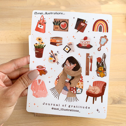 Journal of gratitude sticker sheet