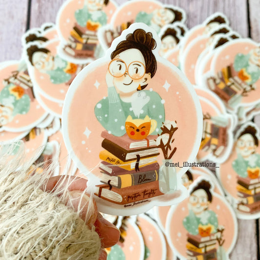 Bookworm waterproof sticker