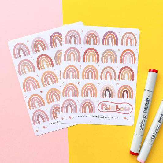 Rainbow pastel sticker sheet