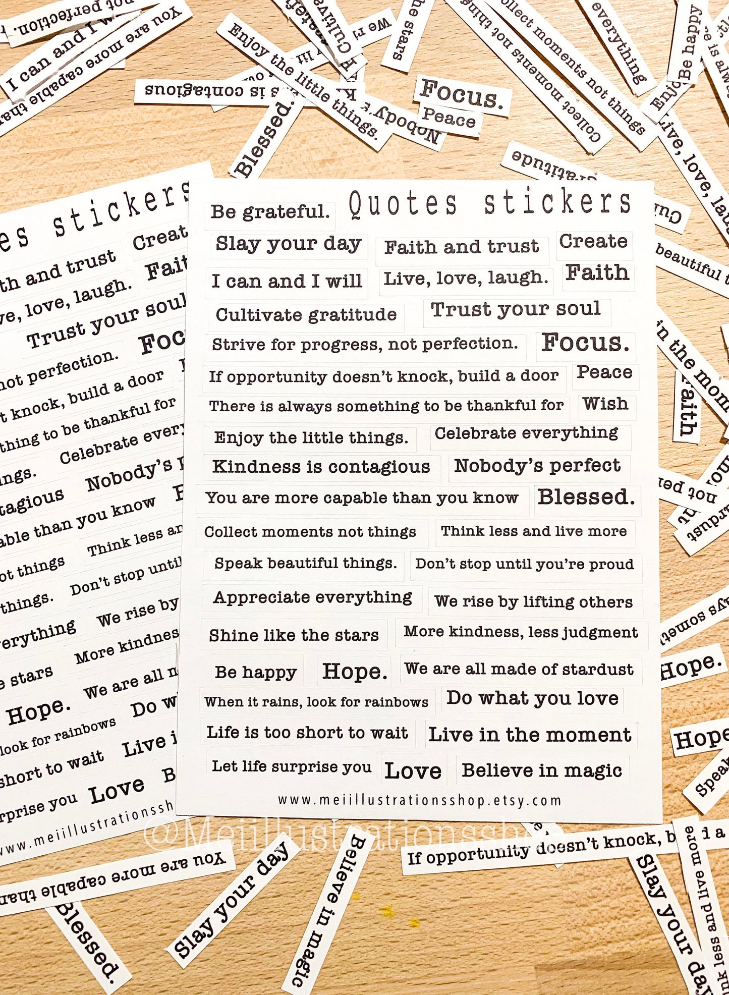 English quotes sticker sheet