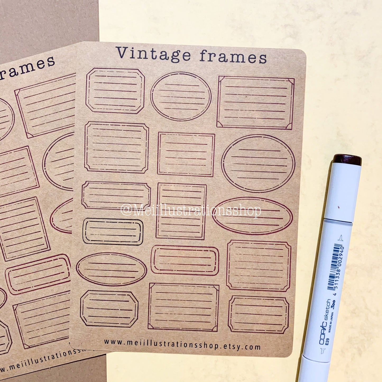 Vintage frames kraft sticker sheet