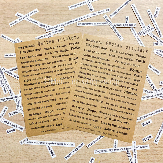 English quotes sticker sheet