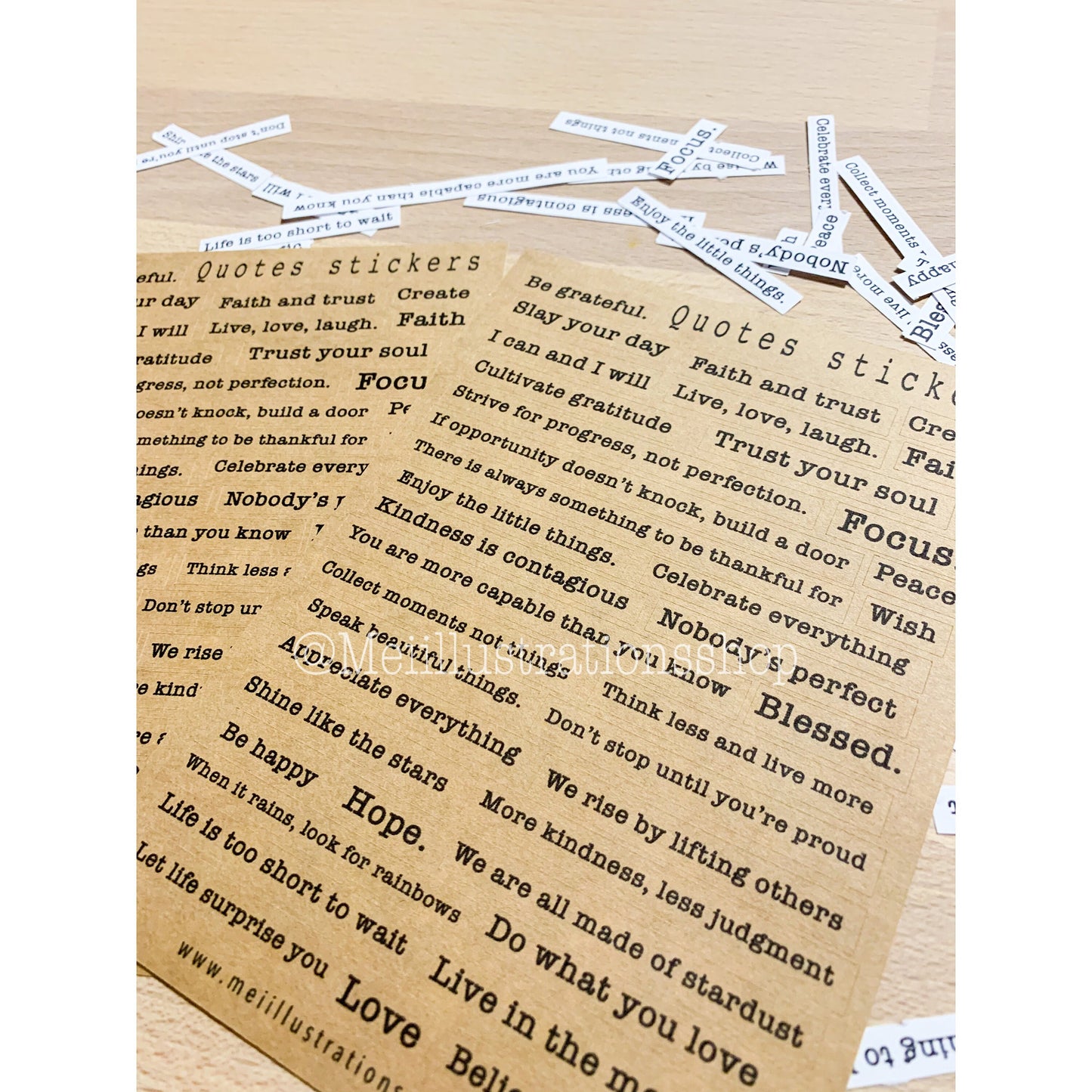 English quotes sticker sheet