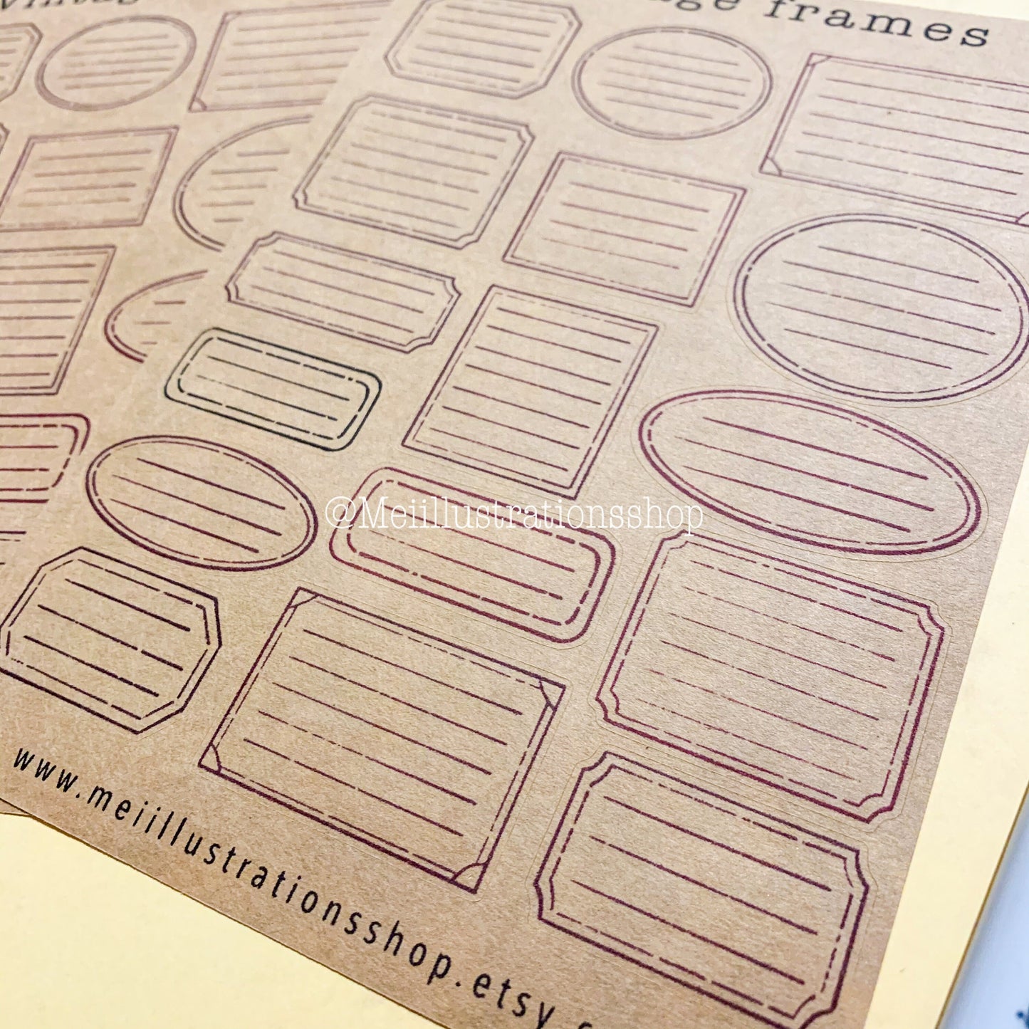 Vintage frames kraft sticker sheet