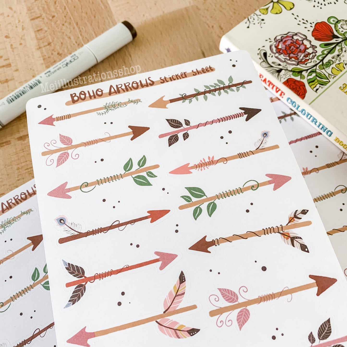 Boho arrows sticker sheet