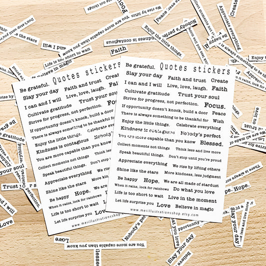 English quotes sticker sheet