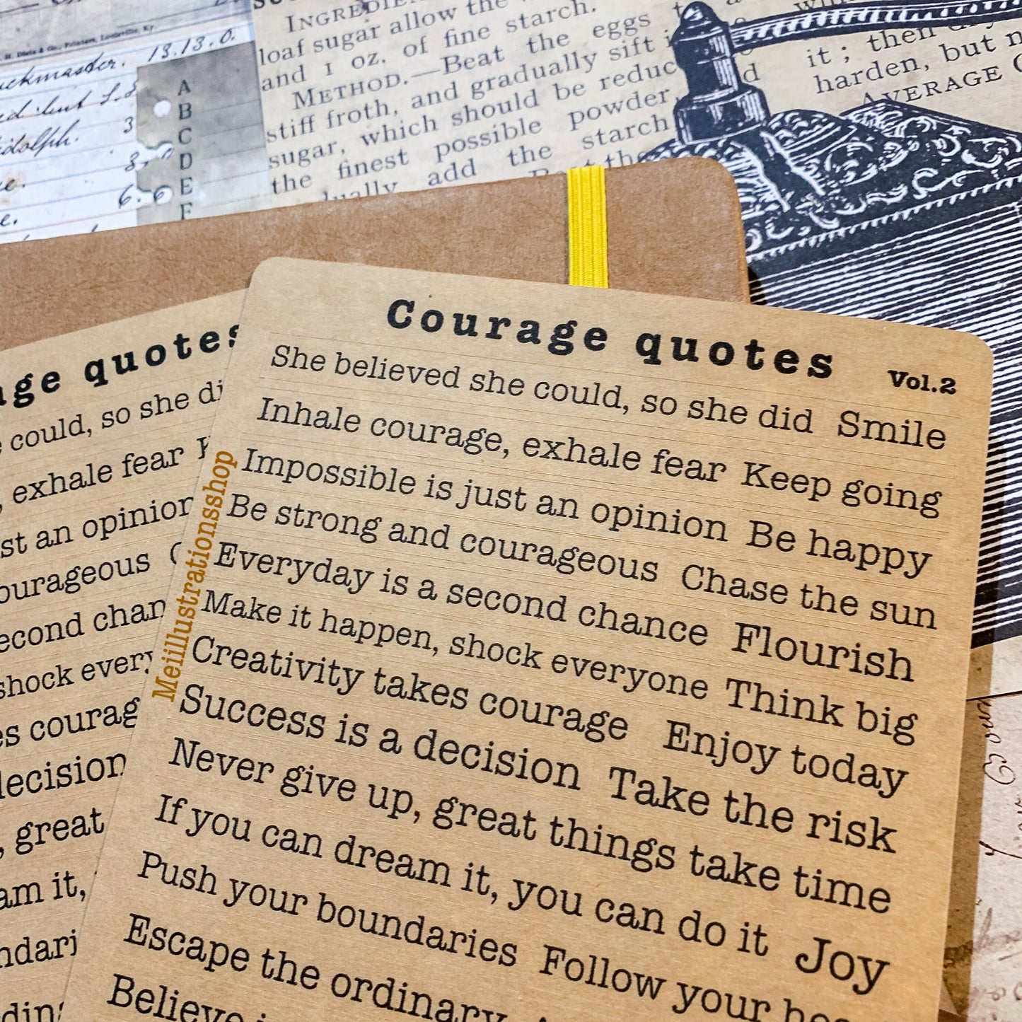 Courage quotes in typewriter sticker sheet