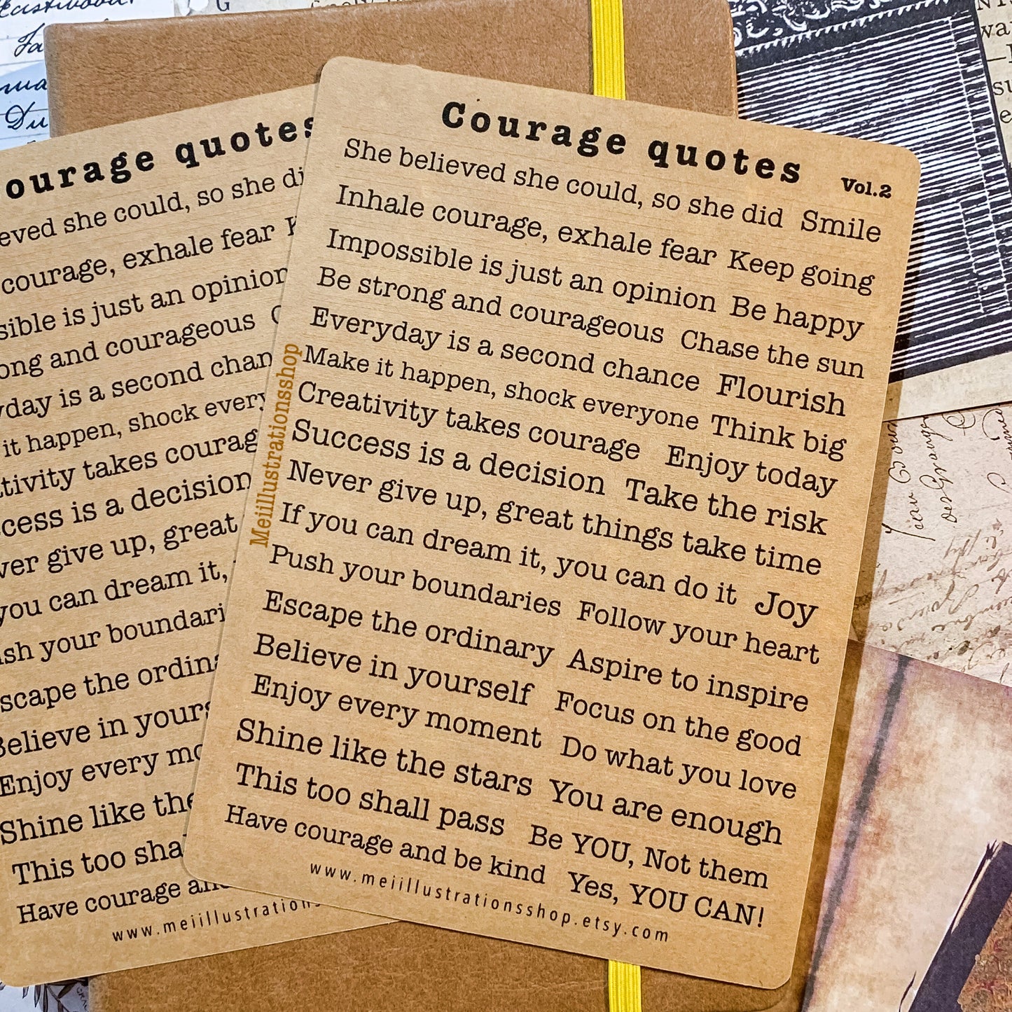 Courage quotes in typewriter sticker sheet