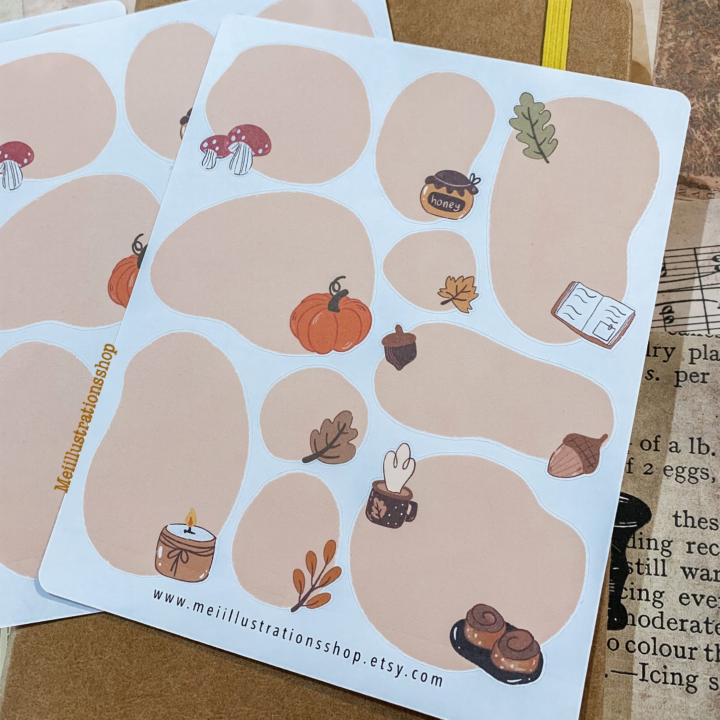 Autumn peeble sticker sheet