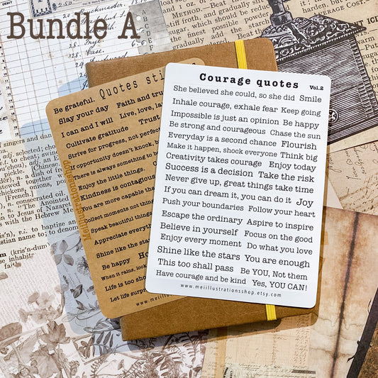 Bundle Courage and English quotes sticker sheet