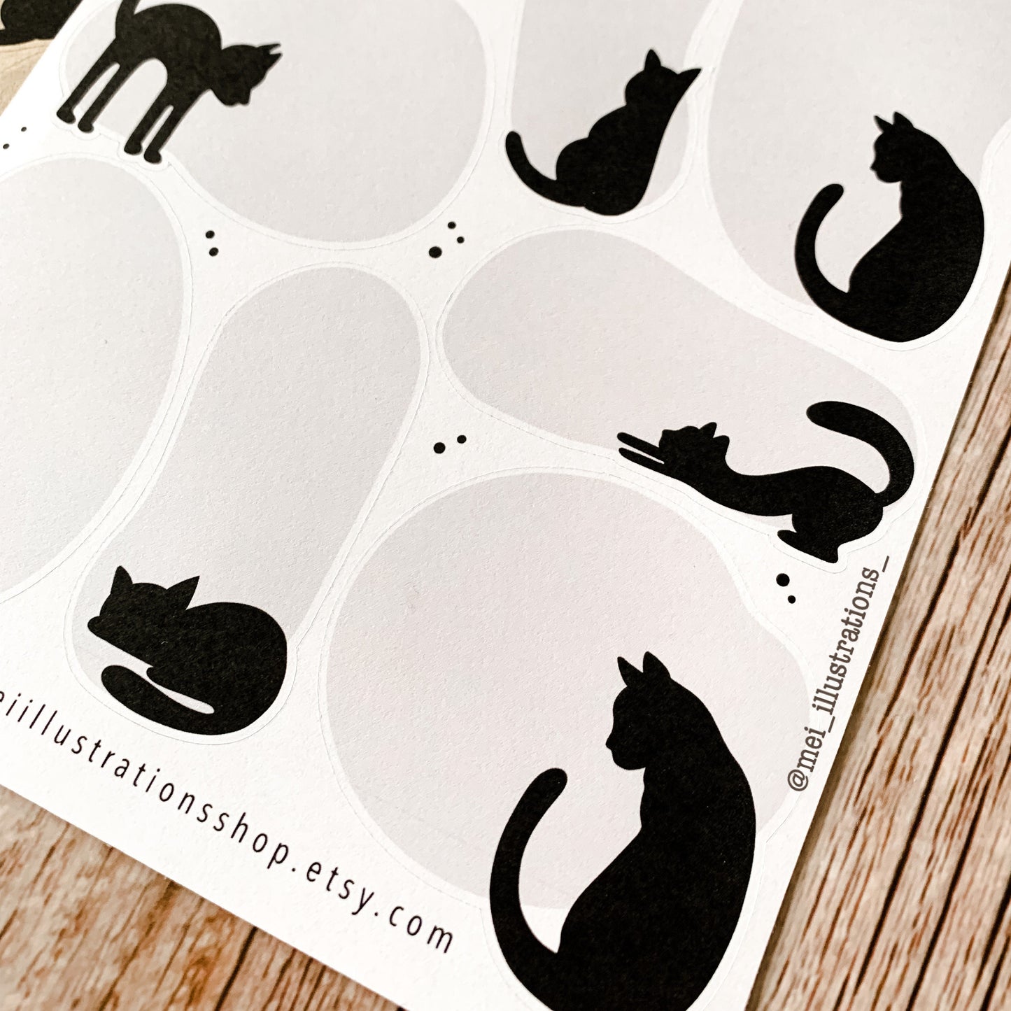 Black cat sticky notes sticker sheet