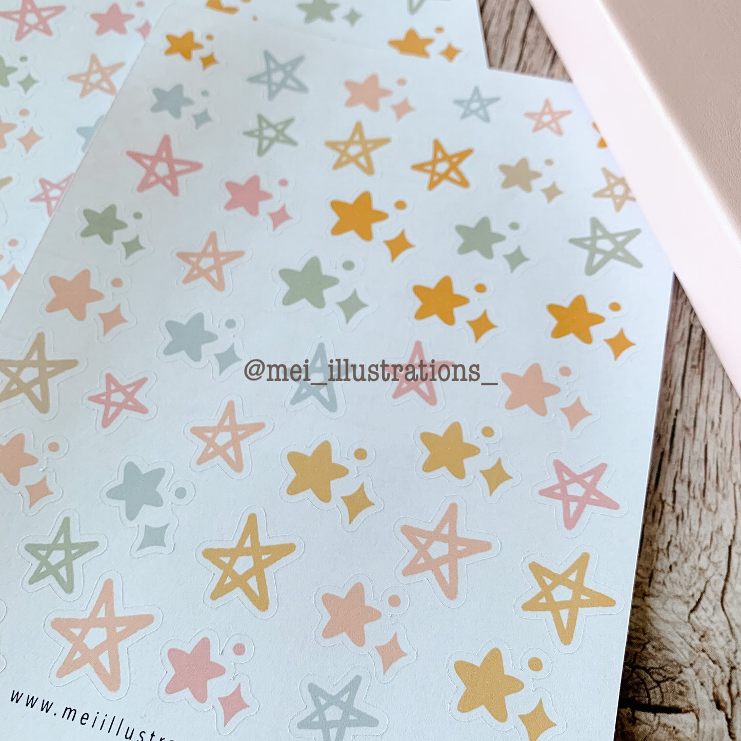 Pastel stars sticker sheet