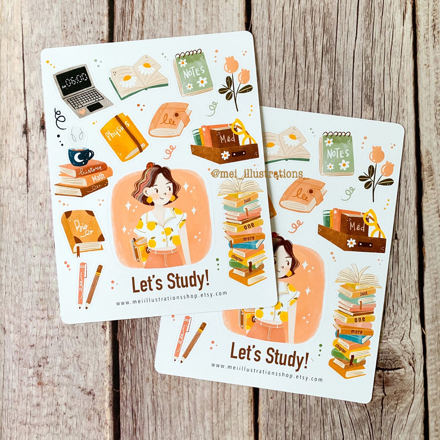 Let's Study Sticker sheet