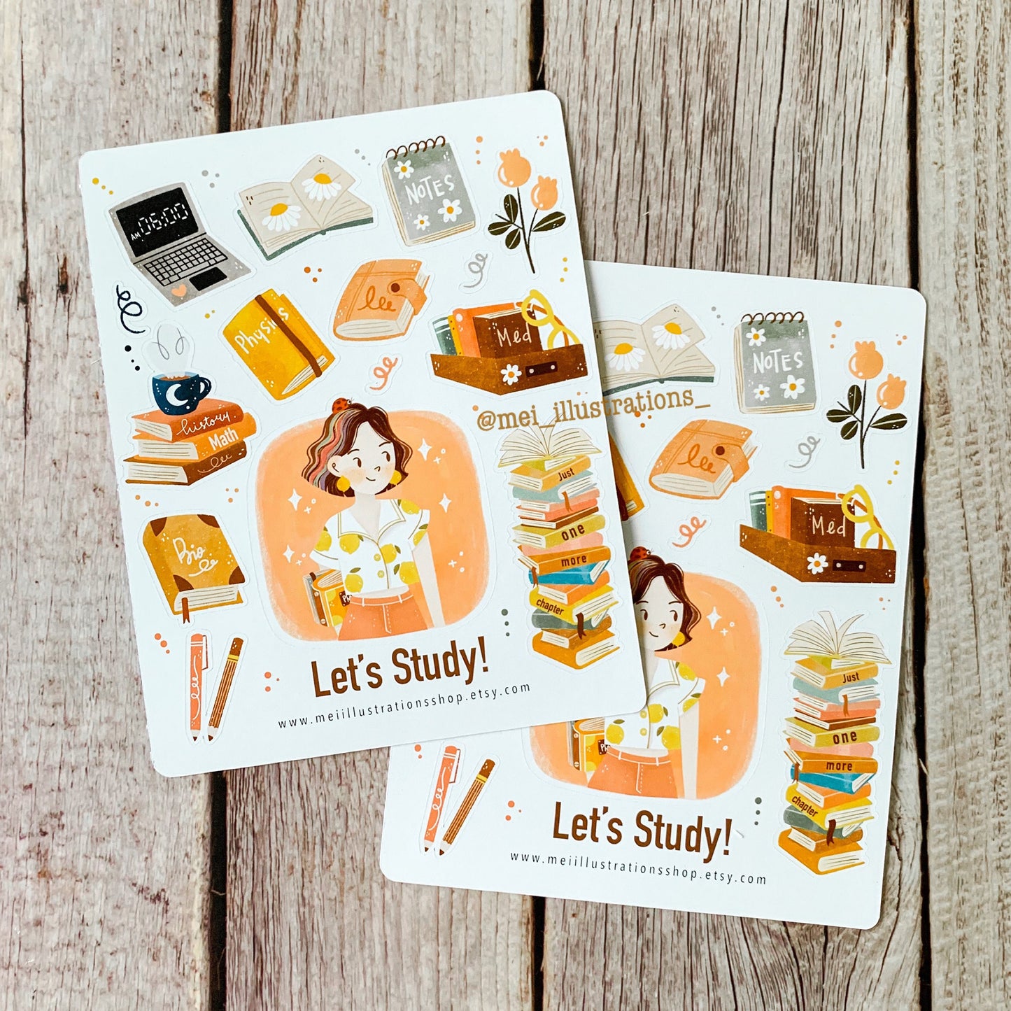 Let's Study Sticker sheet