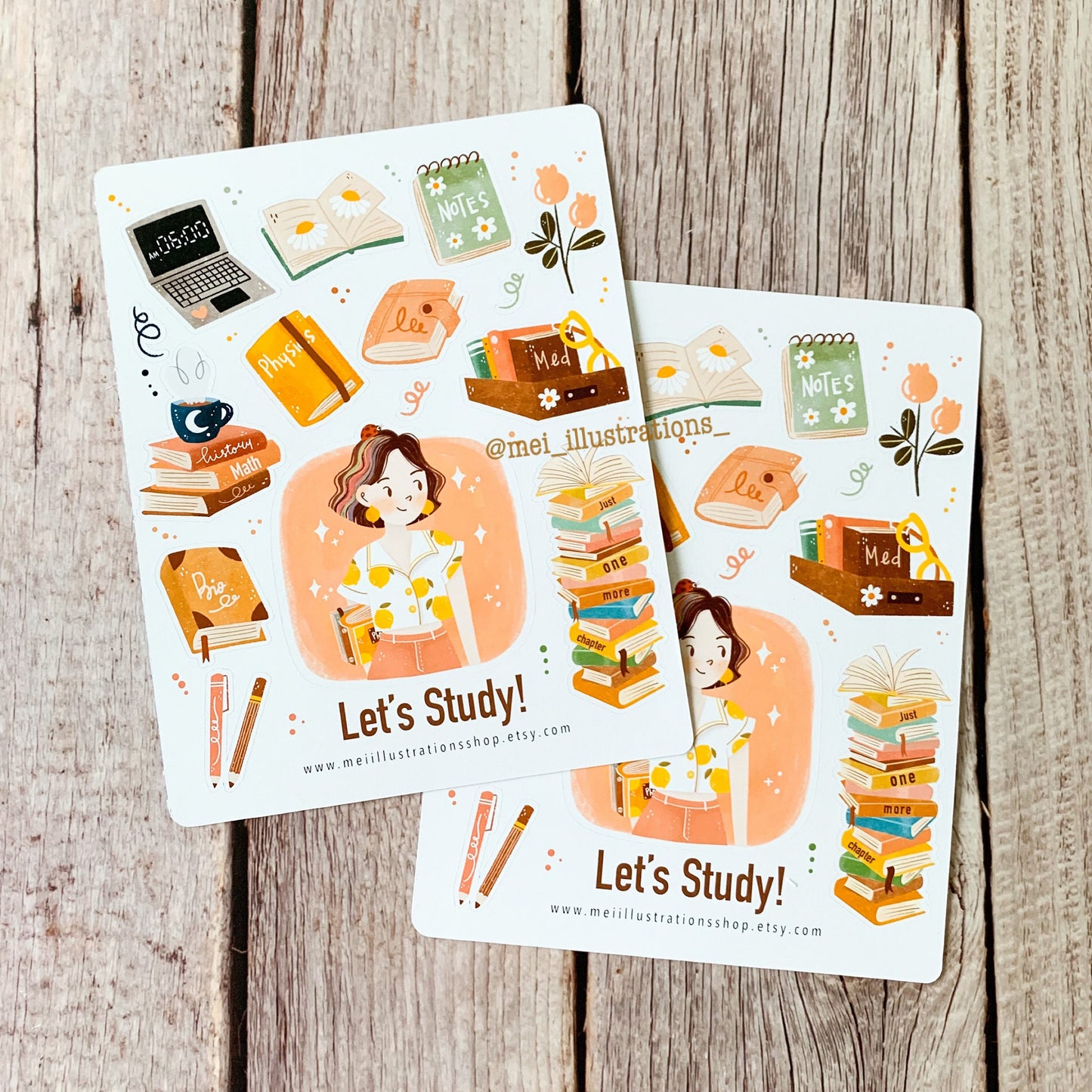 Let's Study Sticker sheet