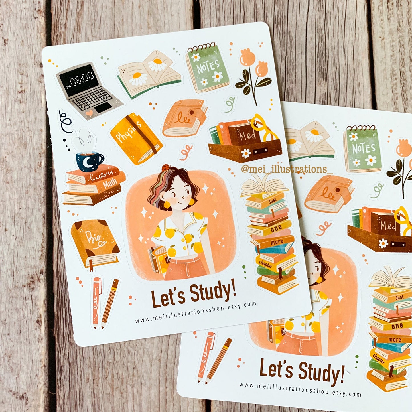 Let's Study Sticker sheet