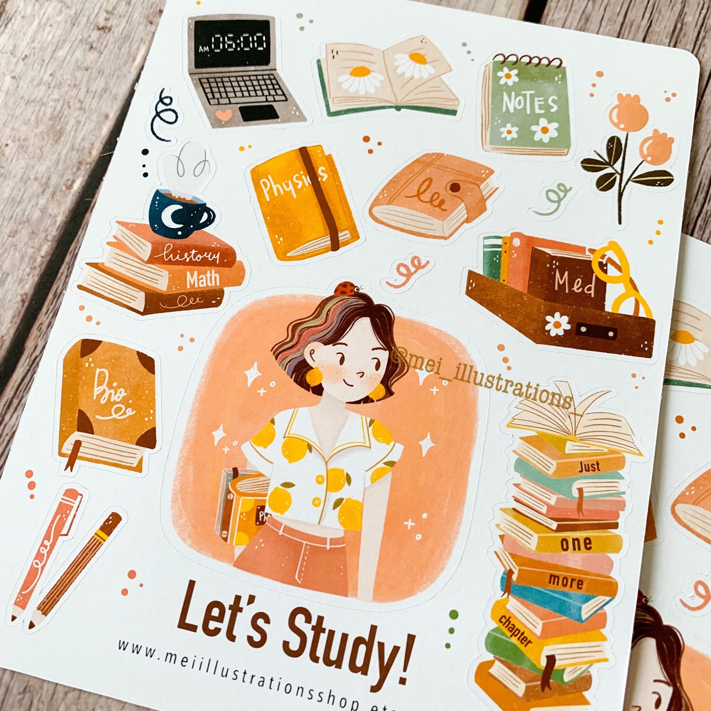 Let's Study Sticker sheet