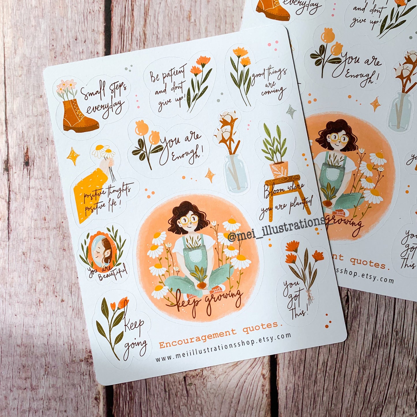 Encouragement quote sticker sheet