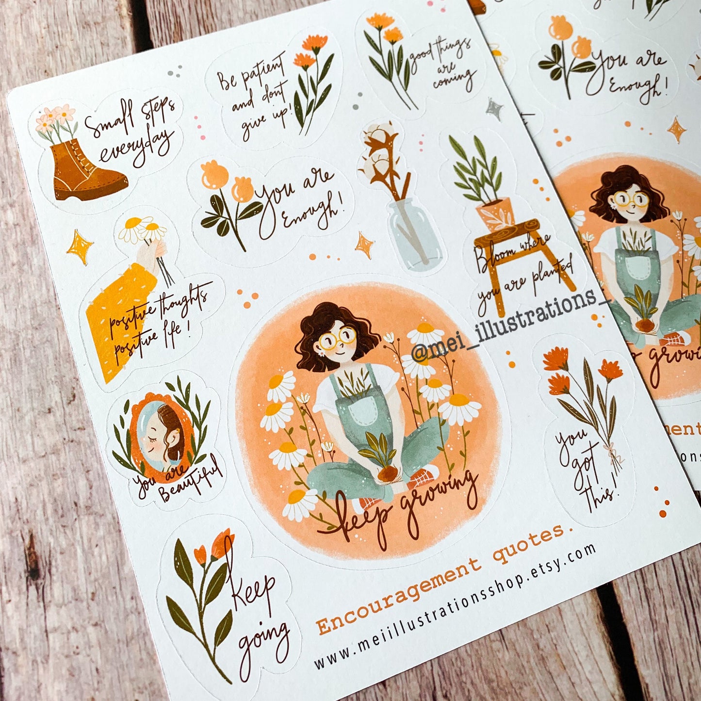 Encouragement quote sticker sheet