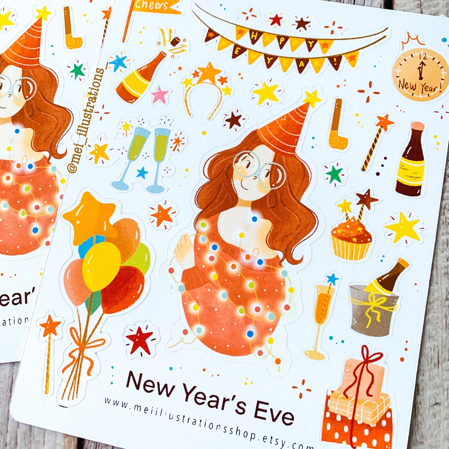 New year eve sticker sheet