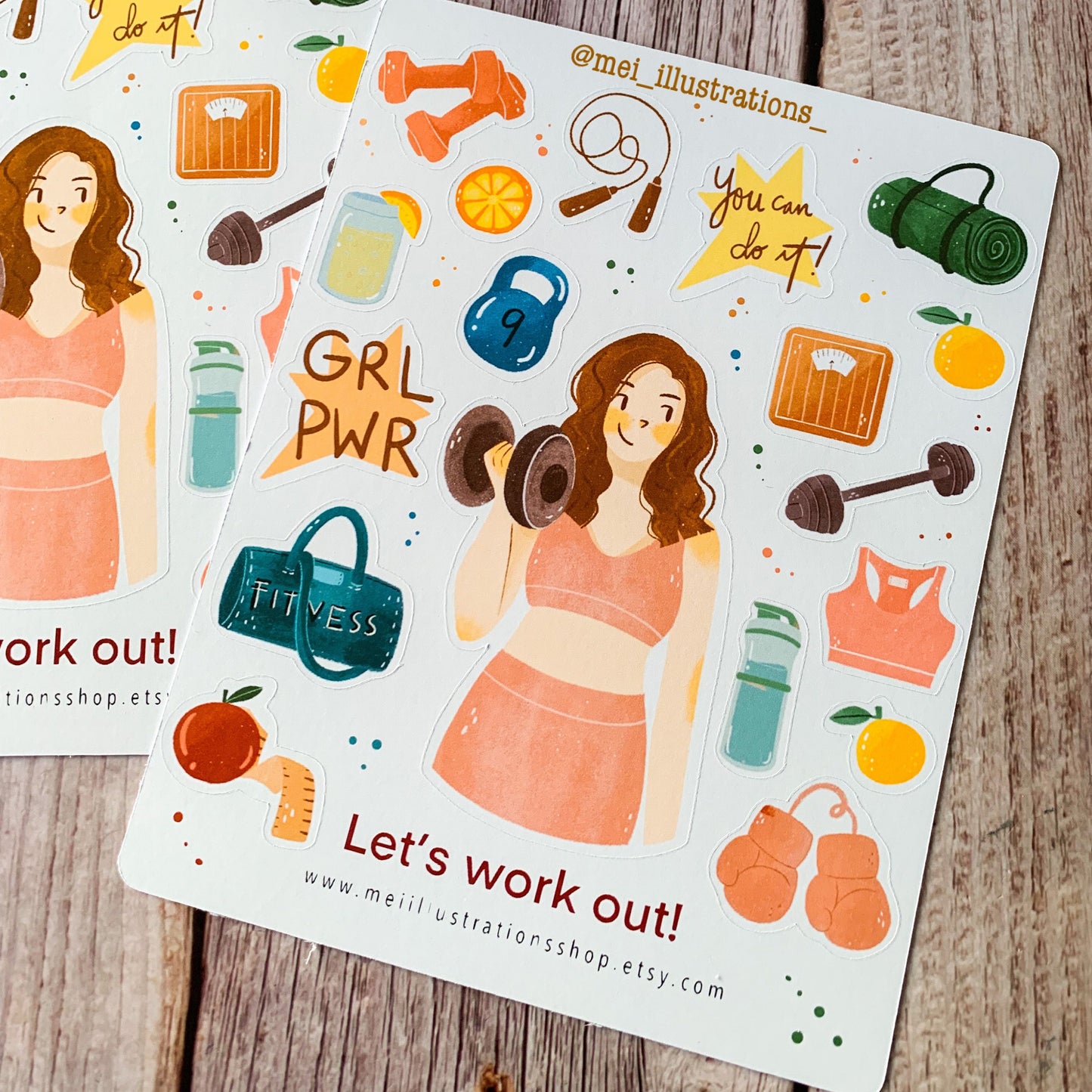 Let's workout sticker sheet