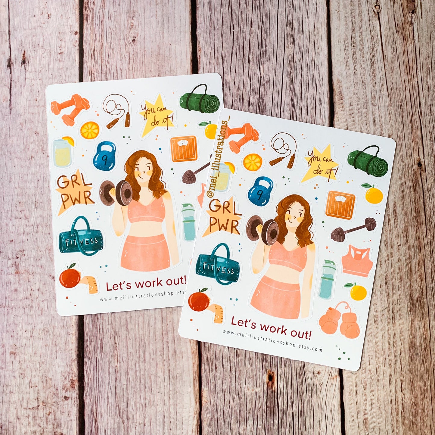 Let's workout sticker sheet