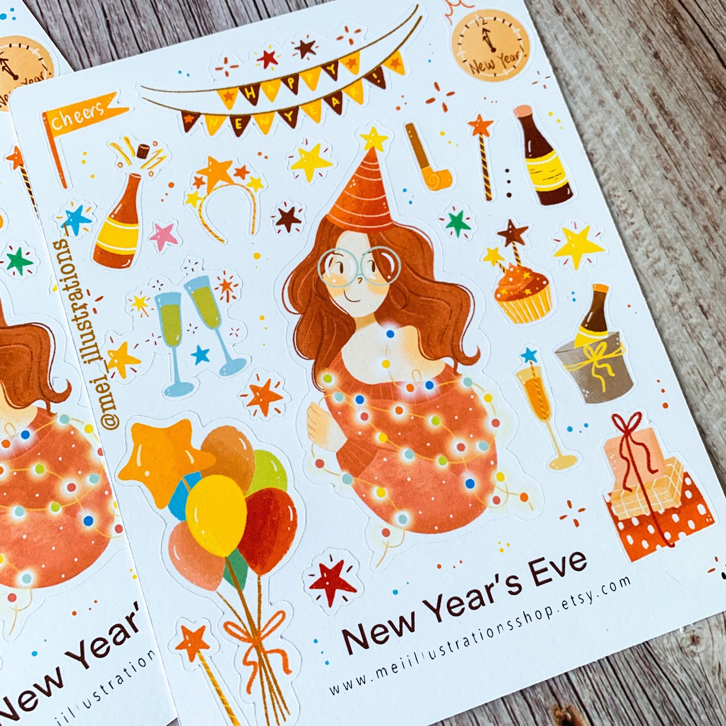 New year eve sticker sheet