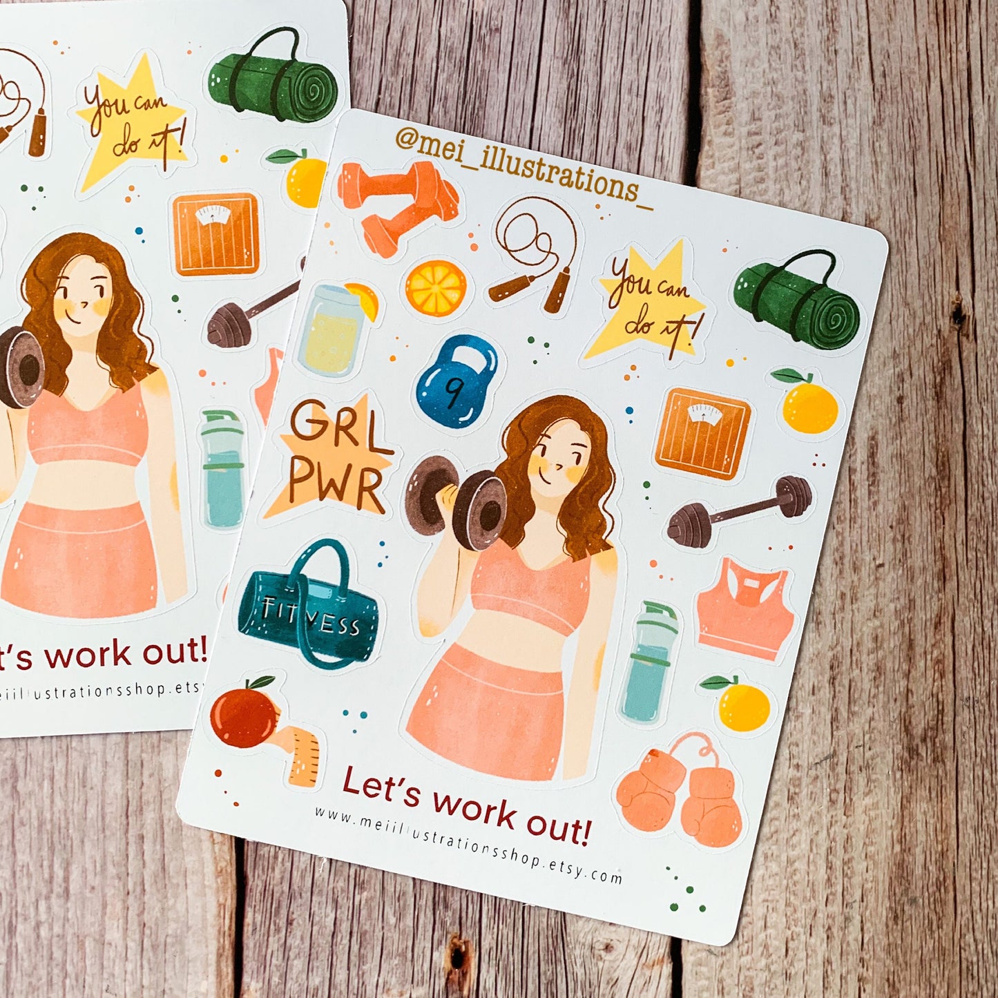 Let's workout sticker sheet