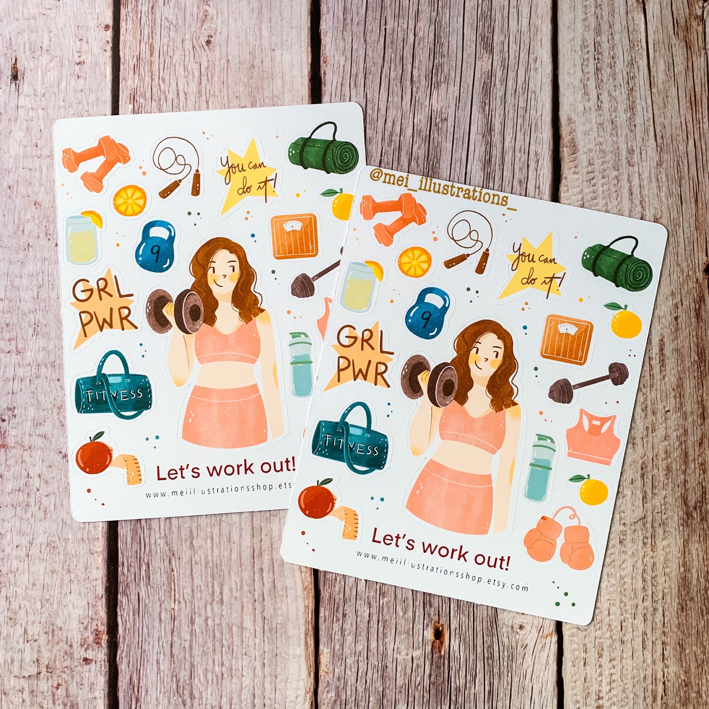 Let's workout sticker sheet