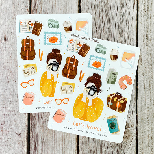 Lets travel sticker sheet